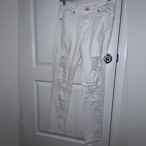 White ripped jeans